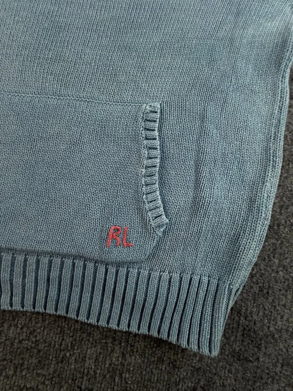 Polo Ralph Lauren Flag Sweater Girls XL 18-20 Graphic Cotton Hooded Light Blue
